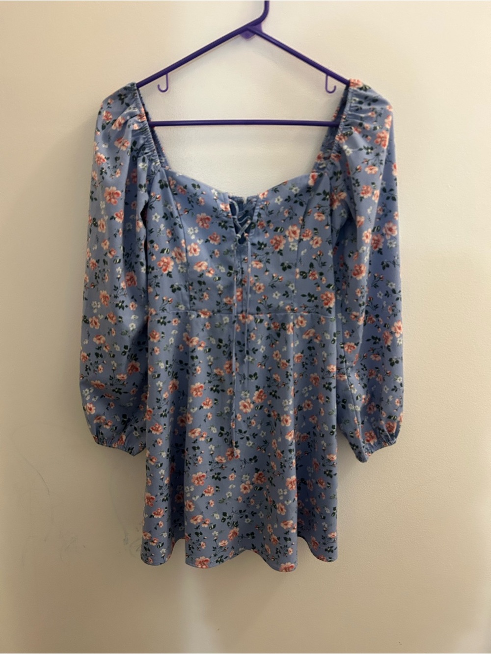 Abercrombie & Fitch Light Blue Floral Puff-Sleeve Tunic